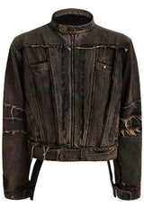 Ensemble veste en jean vintage à franges 