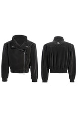 Kurze Pailletten-Bikerjacke 