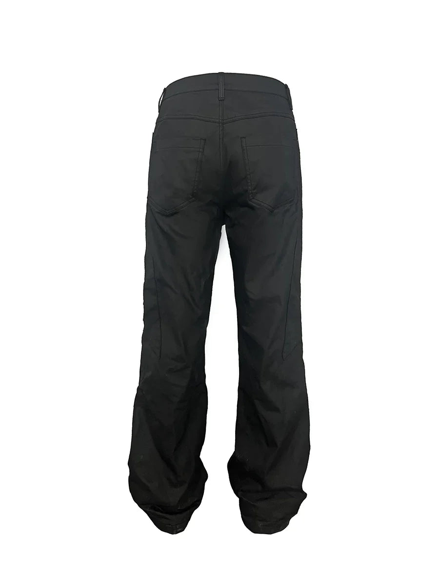 Black Zip-Detail Wide-Leg Utility Pants