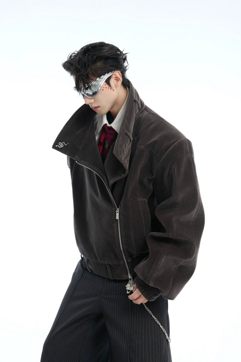Kurze Pailletten-Bikerjacke 