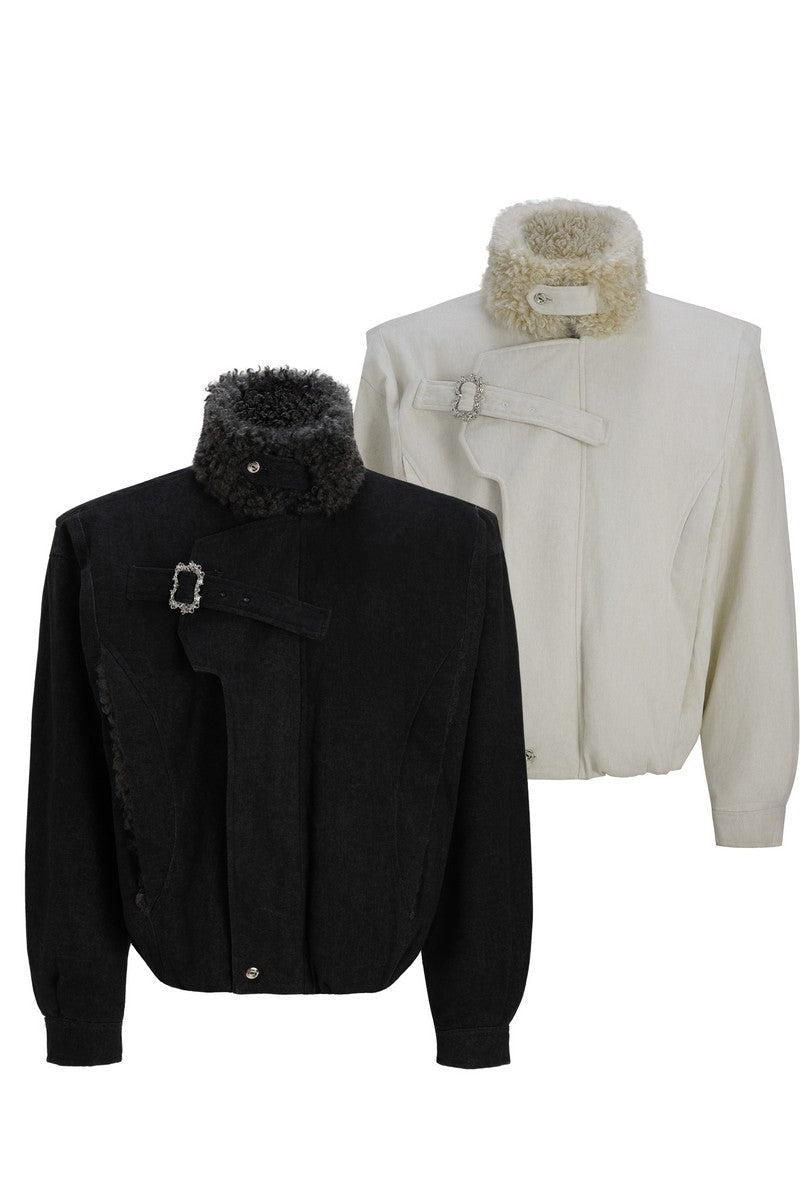 Wattierte Parkajacke mit Pelzkragen 
