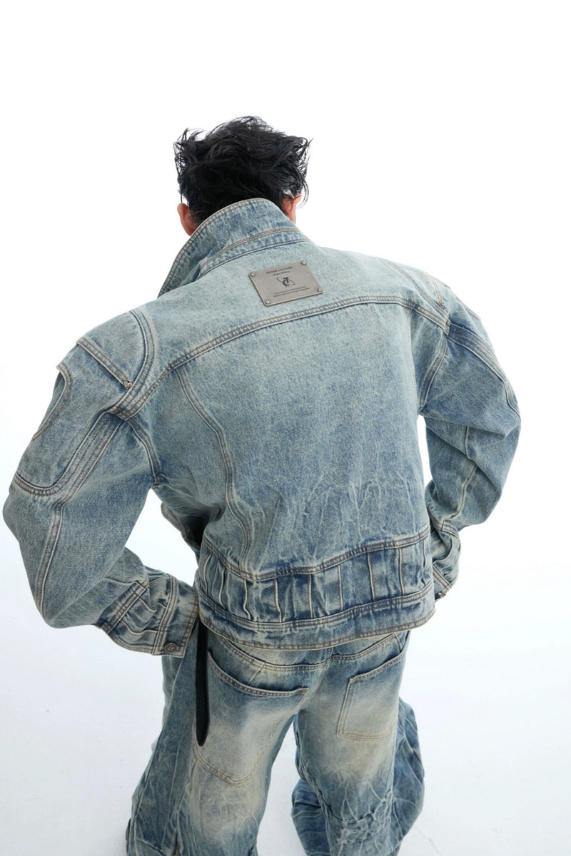 Distressed Armor Denim Jacket