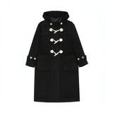 Winter Thicken College Style Hooded Mid-Length Melton Wool Coat