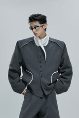 Tweedjacke mit Farbblock-Edelknopf 