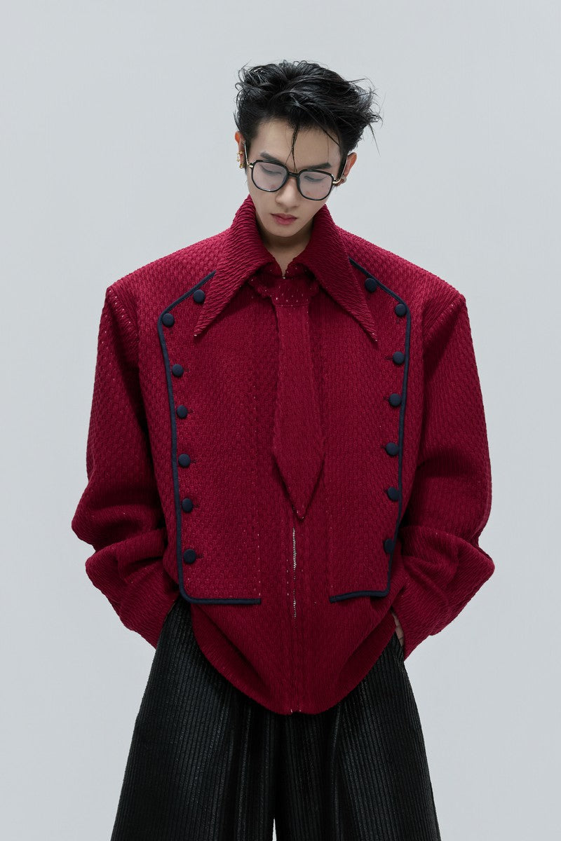 Zweireihige Hemdjacke aus Webstoff 
