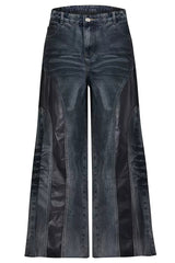 Vintage Jeans mit Used-Look und PU-Patches 