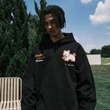 Embroidered Dog Graphic Oversized Pullover Hoodie