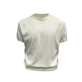 Mock Neck Short-Sleeve Knit Tee