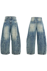 Jeans mit Used-Look und weitem Bein 