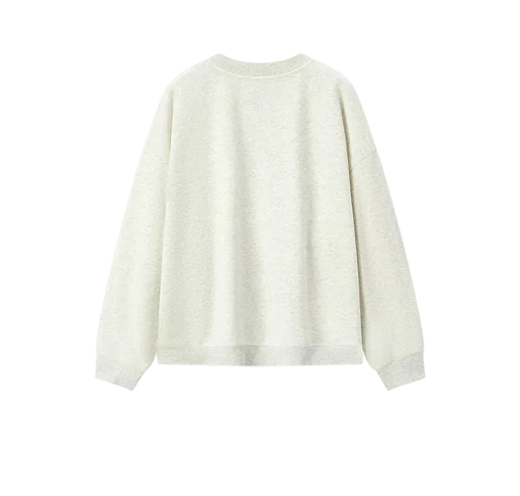 White sweater shown from the back on a white background