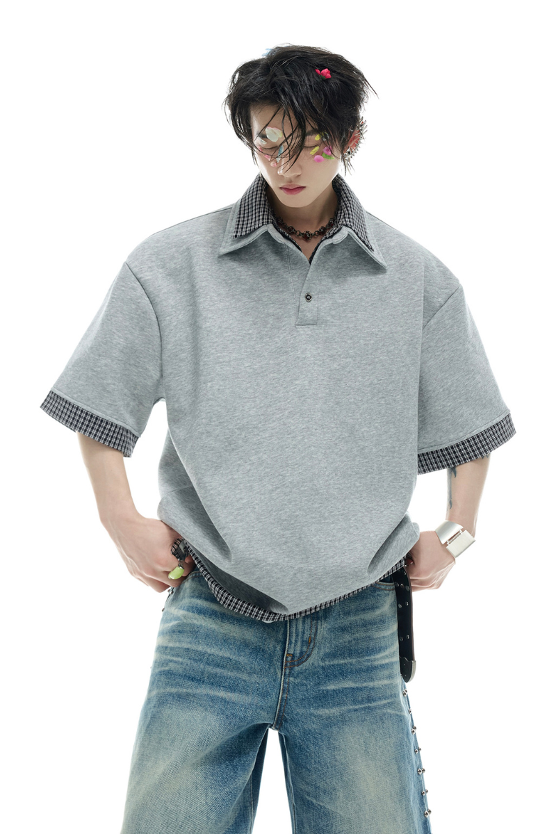 Kariertes Polo-Shirt mit Lagenlook