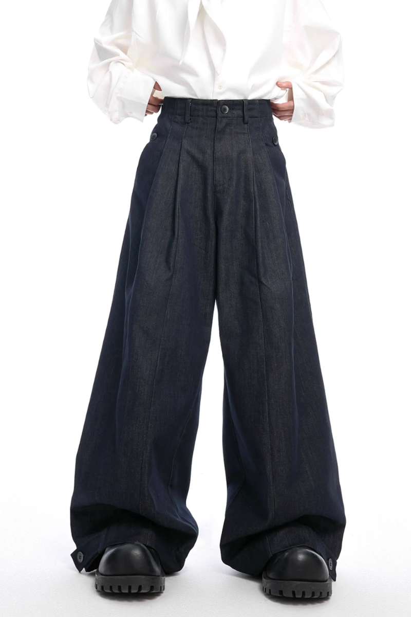 Raw Denim Wide-Leg Jeans 