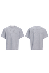 Handgenähtes Baumwoll-T-Shirt mit Strasssteinen 
