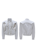 Snakeskin Cropped Leather Jacket