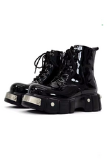 Patent Leather Platform Combat Boots