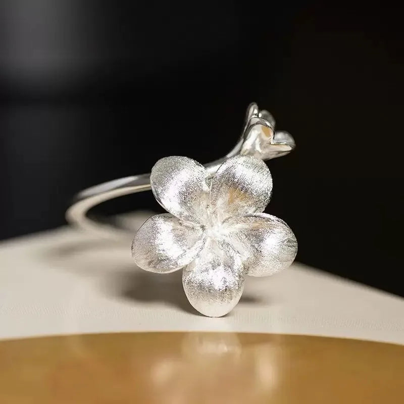 Retro-Blumenring aus Sterlingsilber im Bohème-Stil
