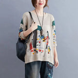 Literary Retro Comfort Anime Printing Sweater