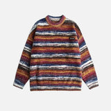 レトログラデーション刺繍クルーネックニットセーター