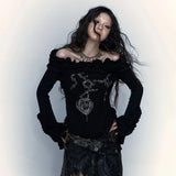 Grunge Y2K Off-Shoulder Knitted Women's Top