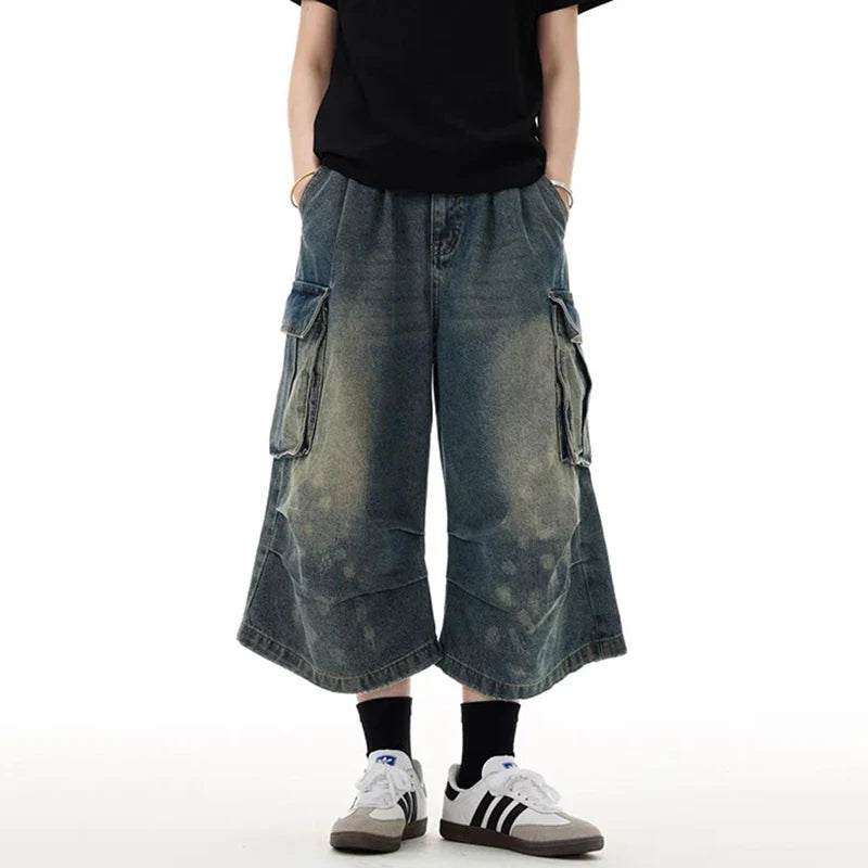 Urban Chill Washed Cargo Denim Jorts