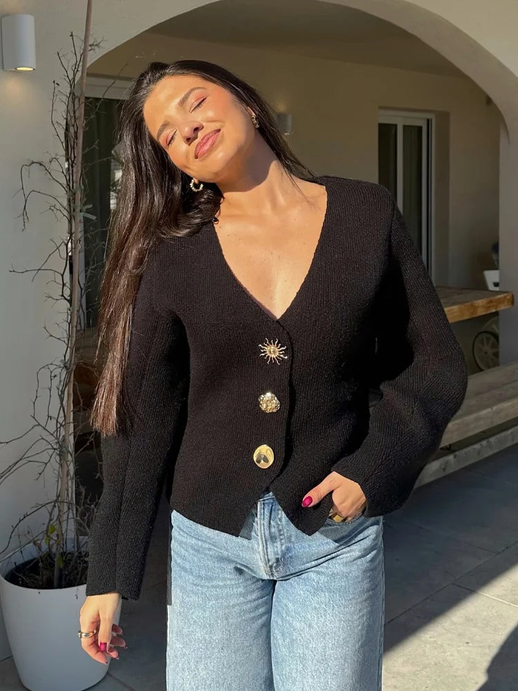 Cardigan chic en maille à col V