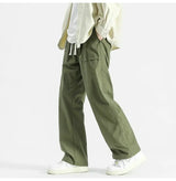 Wide-Leg Drawstring Cargo Pants