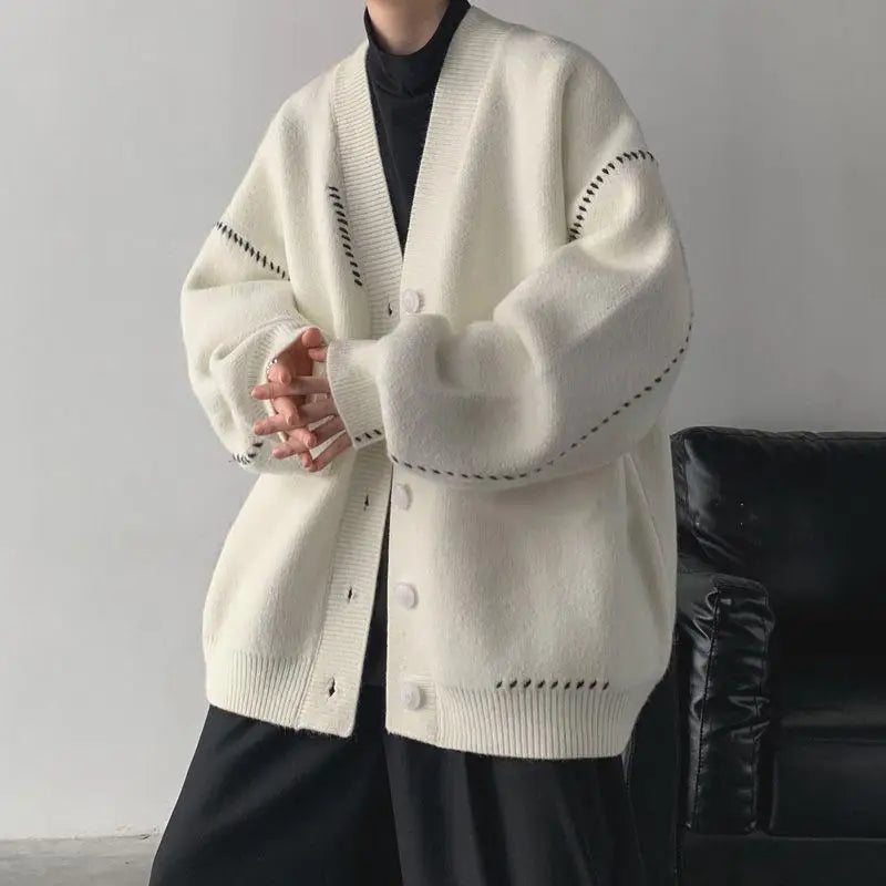 Cardigan coréen chic à empiècements