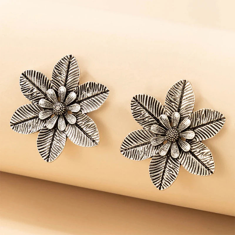 Exaggerated Ethnic Style Stud Earrings
