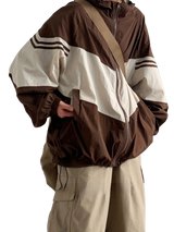 Color Block Hooded Oversized Windbreaker Jacket