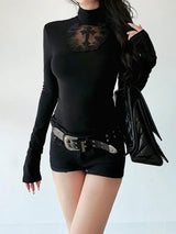 Yedinas Black Gothic Cross Graphic T-Shirt