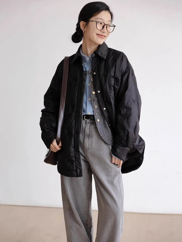 Retro Diamond Grid Lightweight Cotton Puffer Jacket