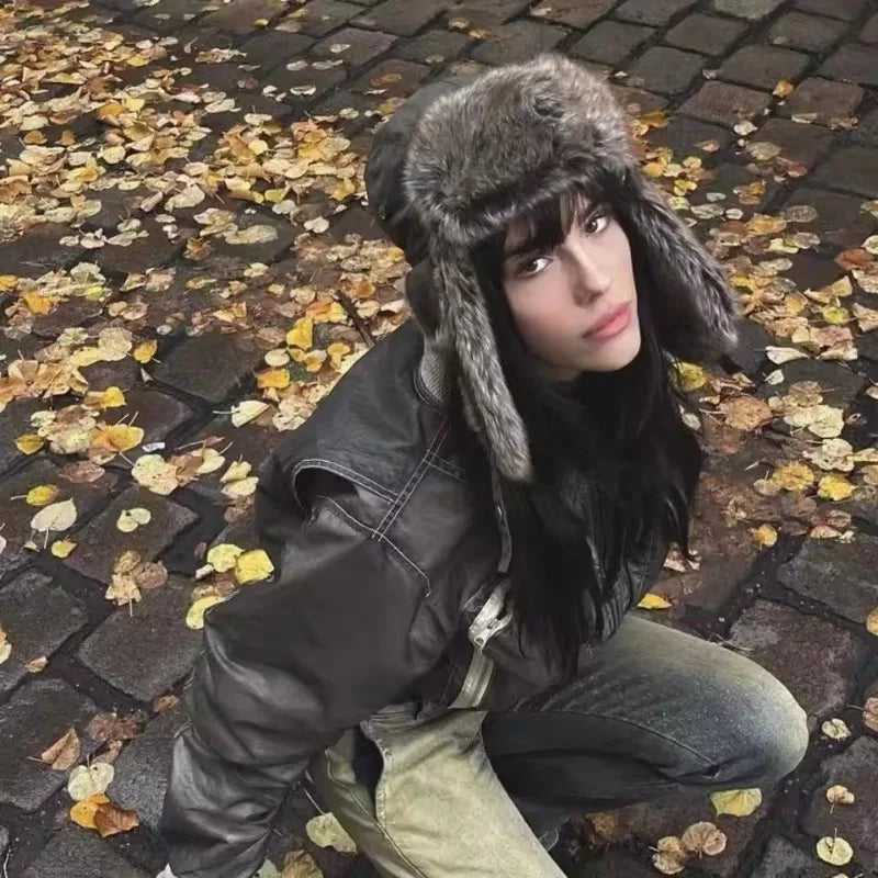 Faux Fur Lined Trapper Hat