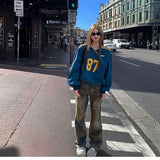 Striped V-Neck Oversized Sweatshirt