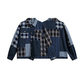 Versatile Retro Blue Casual Patchwork Denim Jacket