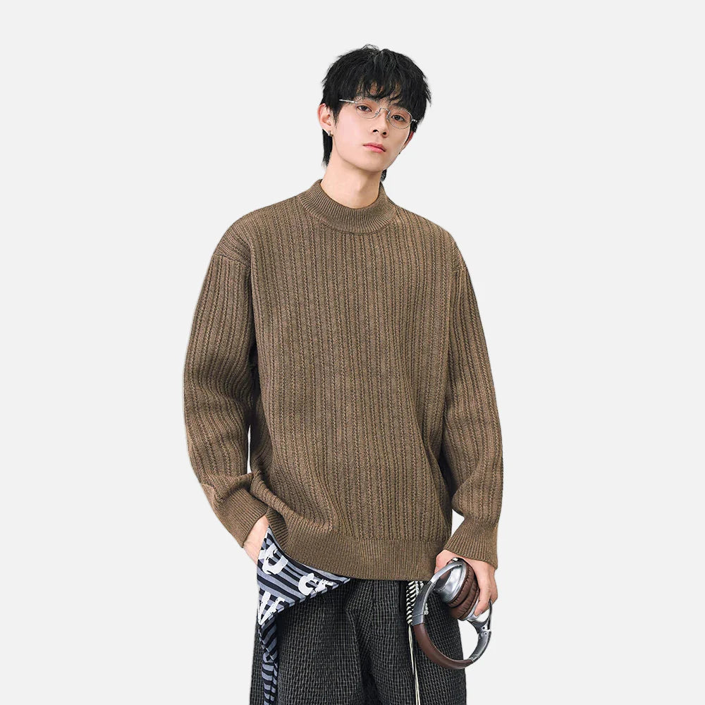 Cozy Ribbed Solid Color Mock Neck Sweater