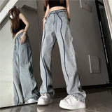 Hochtaillierte Jeans mit geradem Bein und Einsätzen
