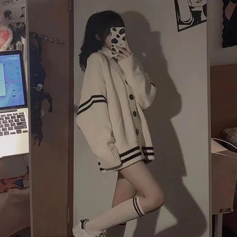 Y2K Collegepullover mit Knöpfen