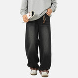 American Casual Plaid Patchwork Washed Jeans