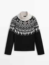 Klassischer, luftiger Jacquard-Rollkragenpullover im Frühlingsstil
