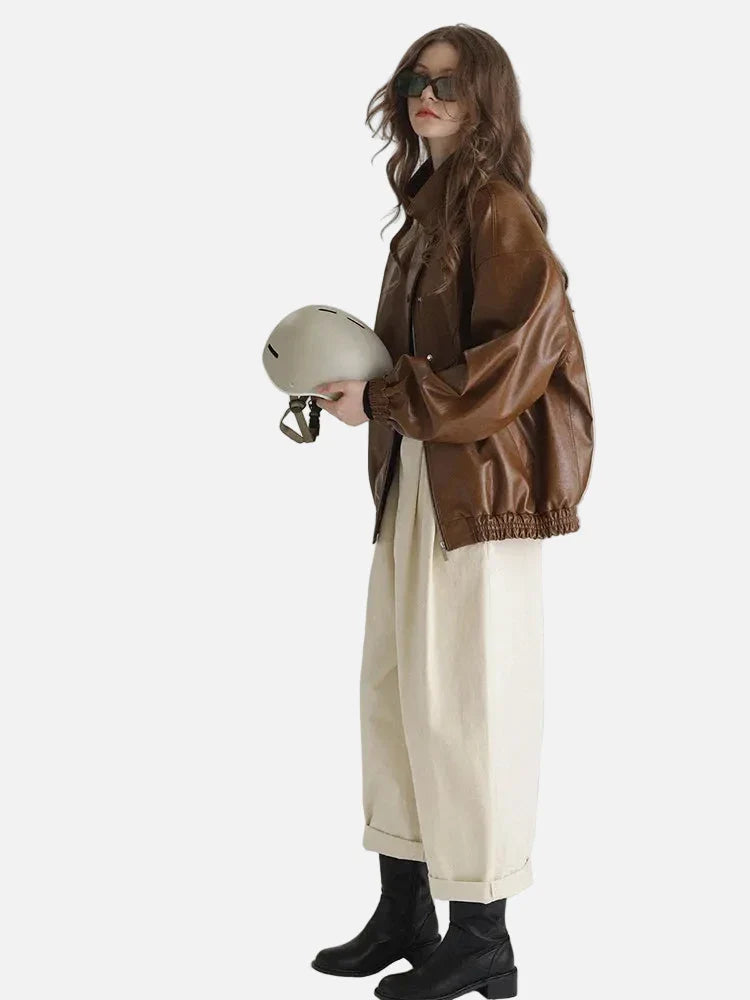 Luxuriöse Oversize-Kunstlederjacke