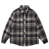 Chemise décontractée brodée en laine à carreaux