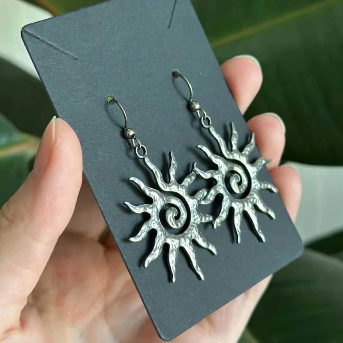 Large Swirl Sun Spiral Celestial Earring