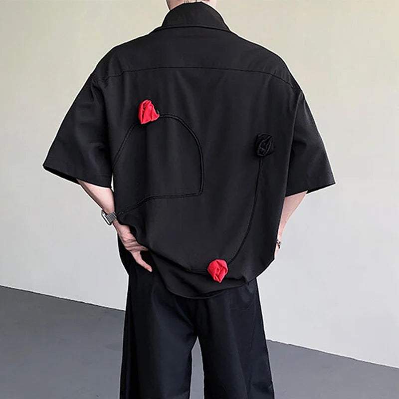 Elegantes Kurzarmhemd mit dreidimensionalem Patchwork-Muster