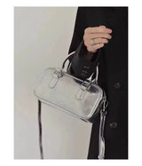 Purse Silver Square Leather Messenger Bag