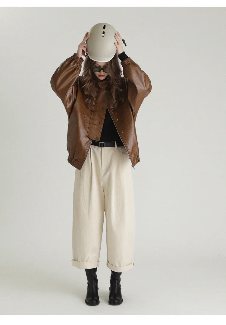 Luxuriöse Oversize-Kunstlederjacke