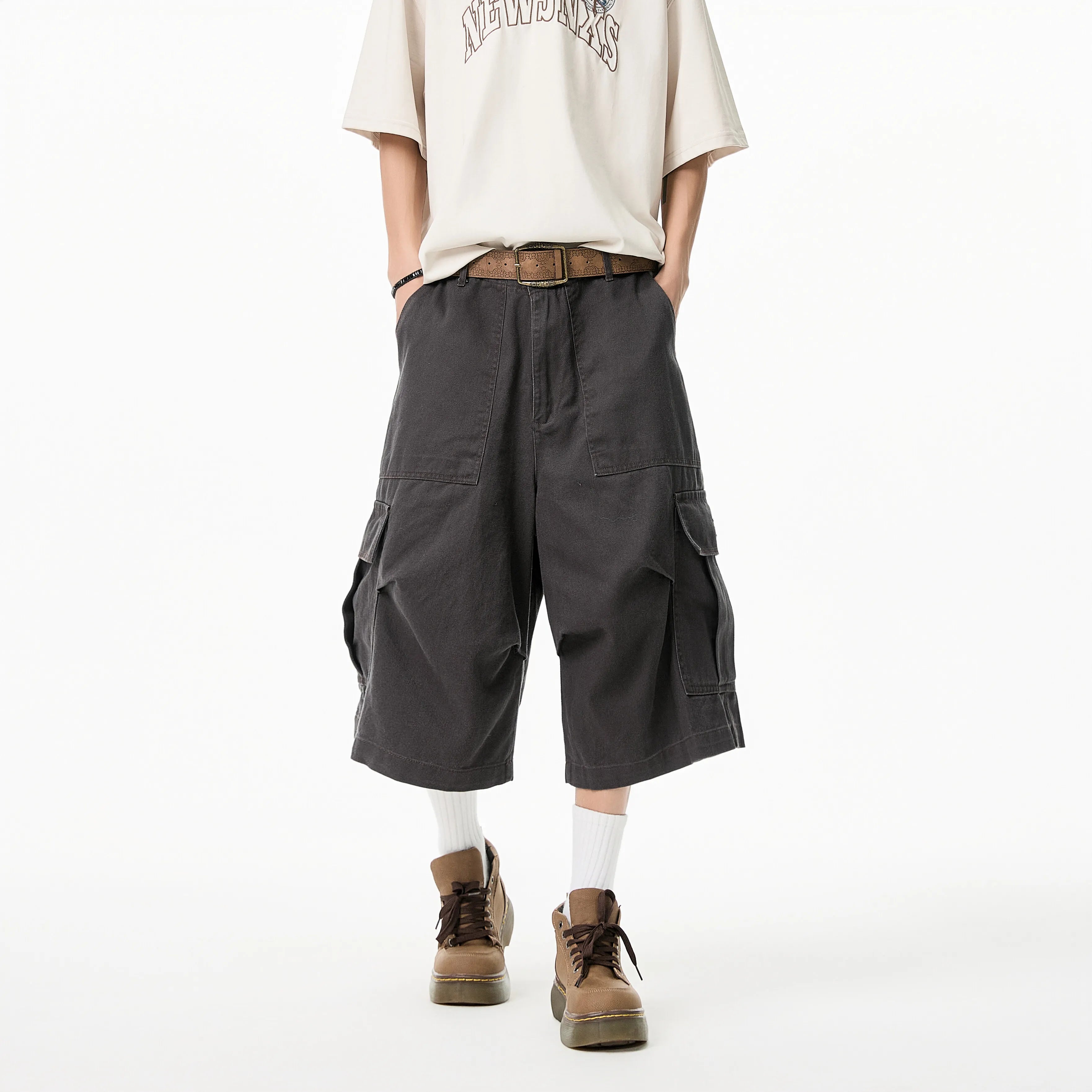 American Style Streetwear Cotton Cargo Utility Jorts
