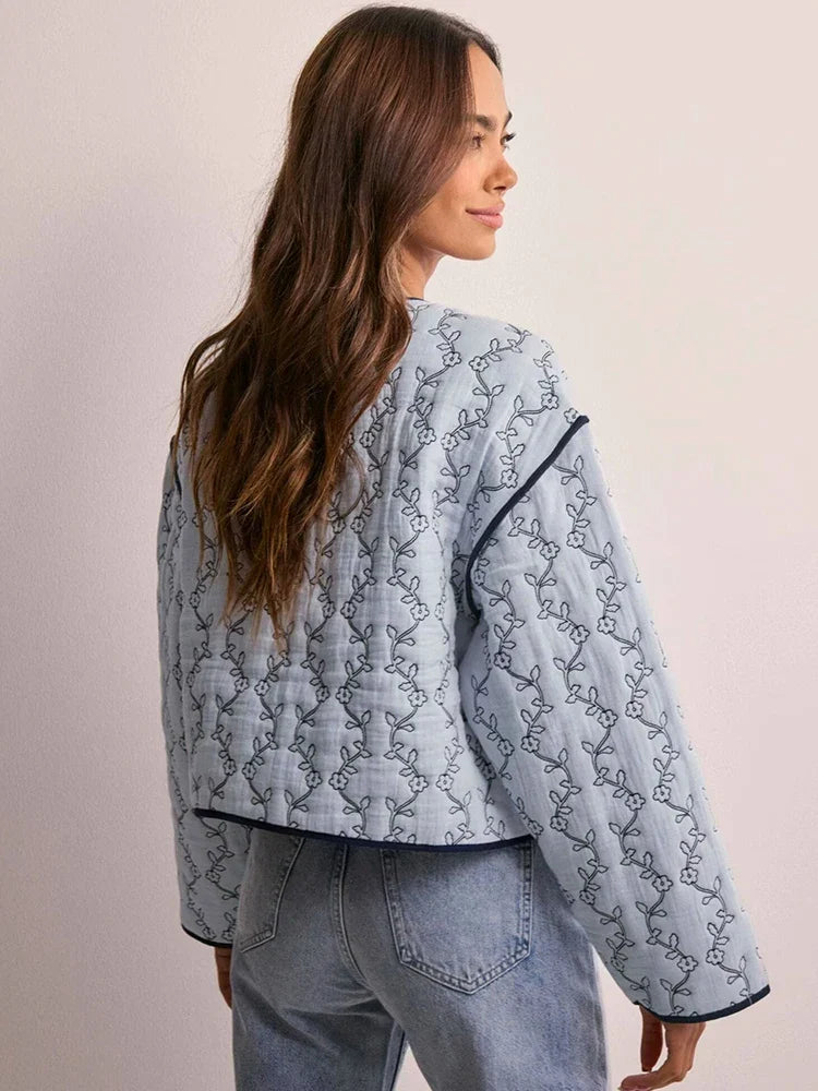 Women Boho Floral Padded Jacket