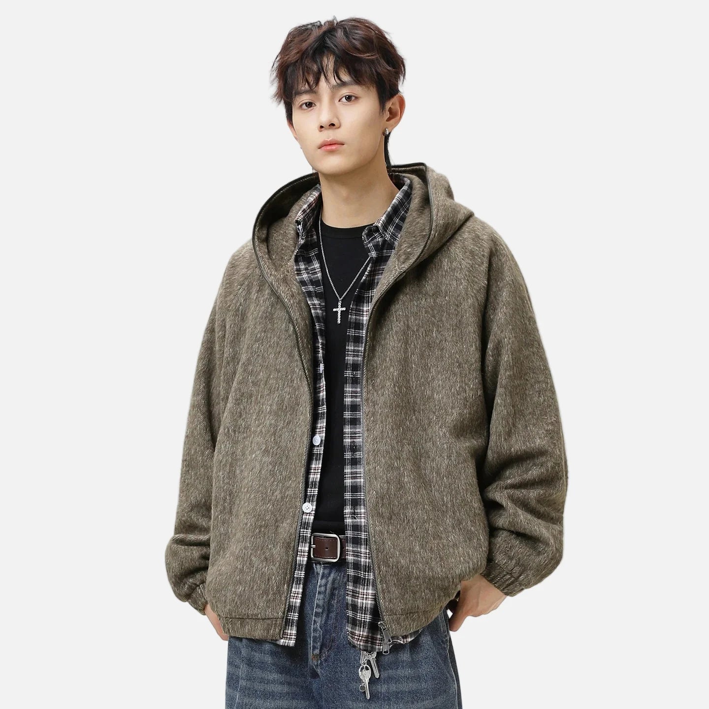 느슨한 핏 오버사이즈 모헤어 블렌드 재킷