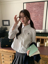 프레피 자수 칠핏 블라우스 셔츠