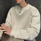 Retro Metal Half Zipper Splicing Sweatshirt